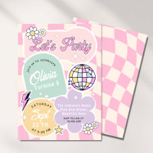 pastel Groovy Retro Let's Party Birthday