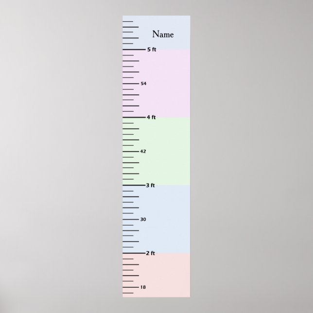 Pastel Growth Chart Add Child's Name Add Clip Art (Front)