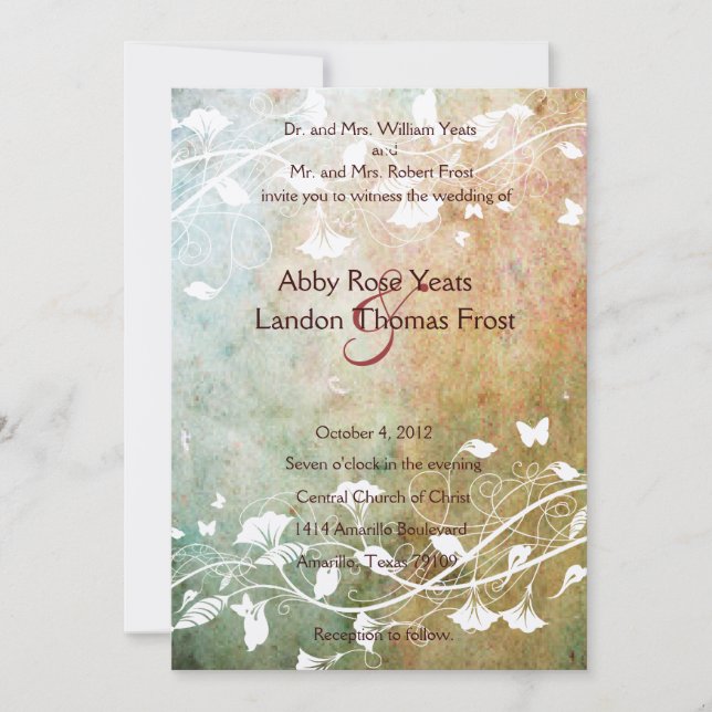 Pastel Grunge Wedding Invitation (Front)