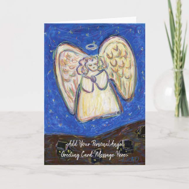 Pastel Guardian Angel Art Custom Note Cards (Front)
