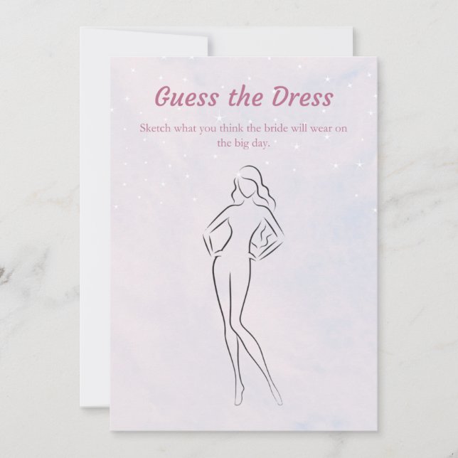 Pastel Guess the Dress Bridal Shower Game Card (Front)