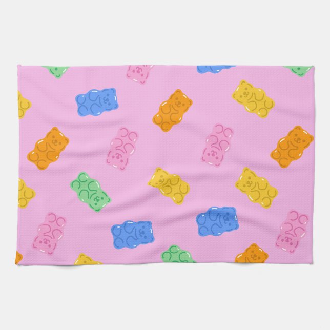Pastel Gummy Bear Aesthetic Kitchen Towels (Horizontal)
