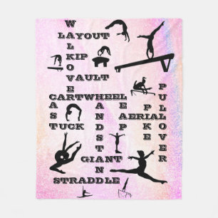 Pastel Gymnastics Skills Crosswords Blanket