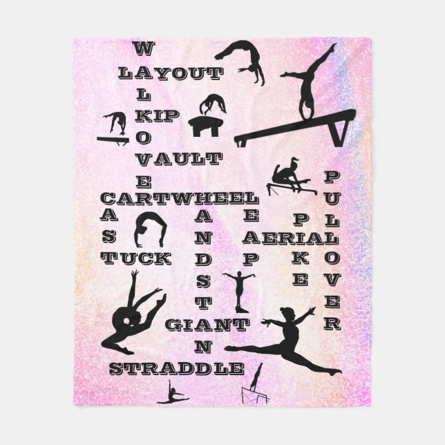 Pastel Gymnastics Skills Crosswords Blanket (Front)