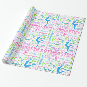 Pastel Gymnastics Words Typography Wrapping Paper