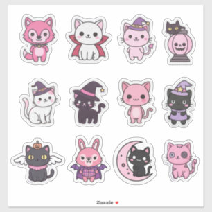 Pastel Halloween Cat And Animal Stickers