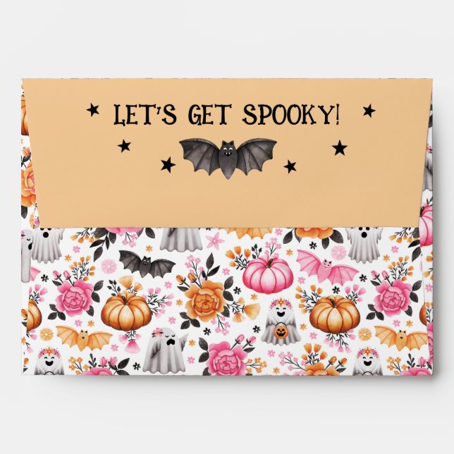 Pastel Halloween Cute Bats, Ghosts and Pumpkins Envelope (Back (Top Flap))