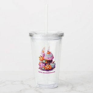 Pastel Halloween Delights – Enchanting Pastel Cake Acrylic Tumbler