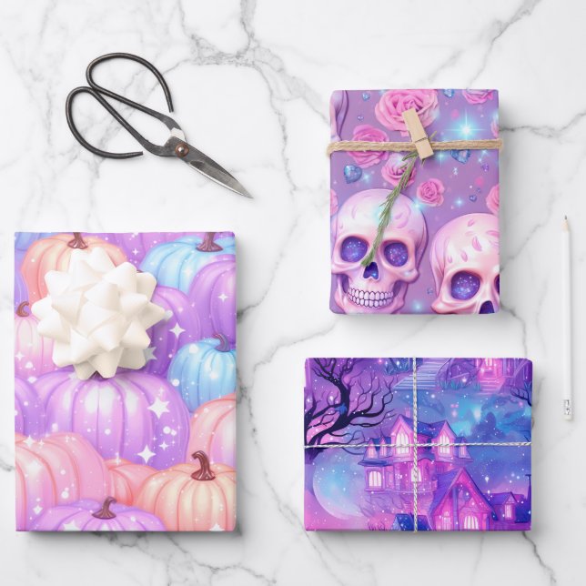 Pastel Halloween Dreams Wrapping Paper Sheet (Front)