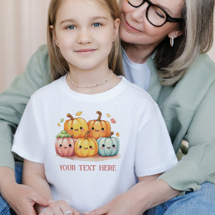 Pastel Halloween Fall Pumkins Custom Name  T-Shirt