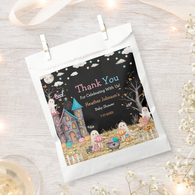Pastel Halloween Gender Reveal Baby Shower Favour Bag (Clipped)