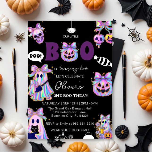 Pastel Halloween Girl Birthday Invitation, Spooky  Invitation (Creator Uploaded)