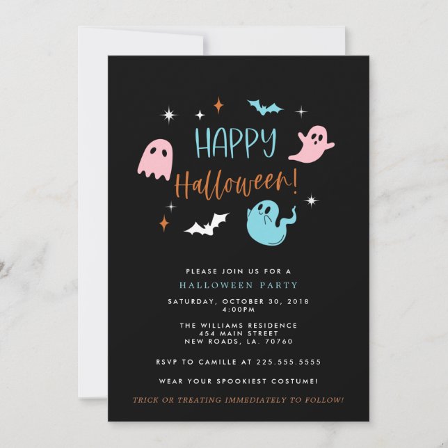 Pastel Halloween Party Invitation (Front)