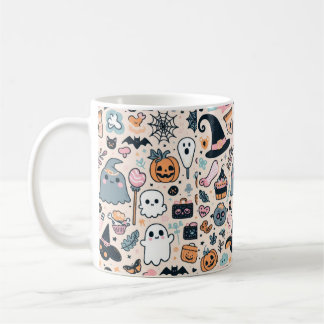 Pastel Halloween Pattern With Pumpkin Ghost Coffee Mug