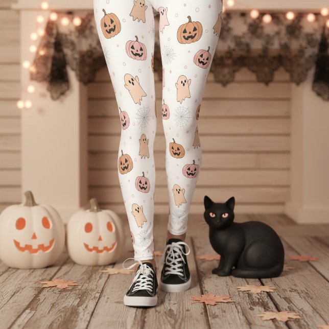 Pastel Halloween Pumpkins Ghosts Pattern ID1326 Leggings (Creator Uploaded)