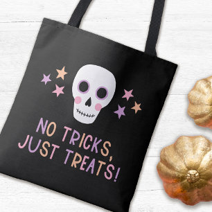 Pastel Halloween Skull No Tricks Just Treats Tote Bag