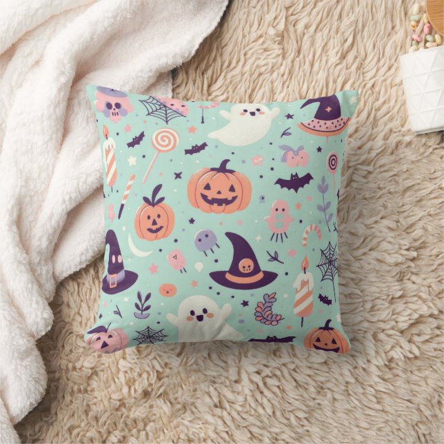 Pastel Halloween Spooky Pattern Cushion (Blanket)