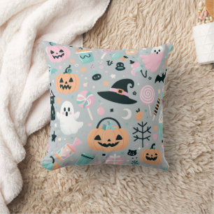 Pastel Halloween Spooky Pattern Cushion