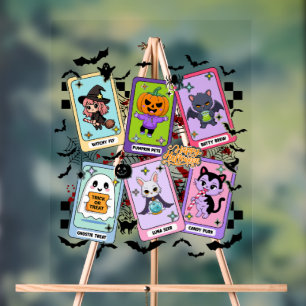 Pastel Halloween Tarot Cards Kawaii Ghost Style Acrylic Sign