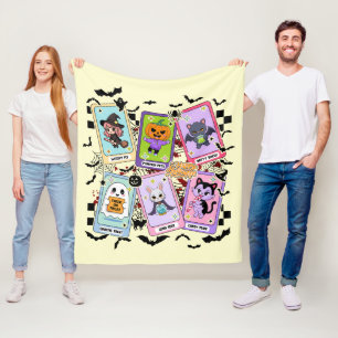 Pastel Halloween Tarot Cards Kawaii Ghost Style Fleece Blanket