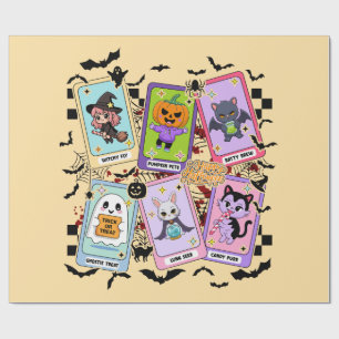 Pastel Halloween Tarot Cards Kawaii Ghost Style Wrapping Paper