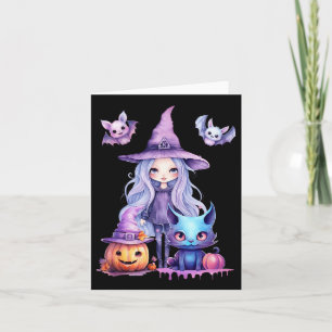 Pastel Halloween Witch Cat Pumpkin Pastelcore  Card