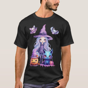 Pastel Halloween Witch Cat Pumpkin Pastelcore T-Shirt