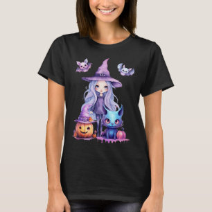 Pastel Halloween Witch Cat Pumpkin Pastelcore T-Shirt