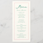 Pastel Handwriting Pinky Green  Retro Wedding Menu<br><div class="desc">Pastel Handwriting Pinky Retro Wedding Menu</div>