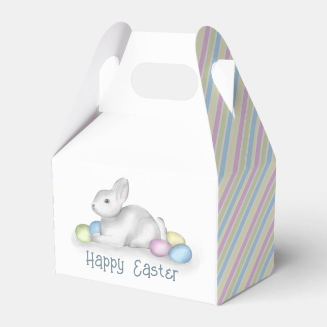 Pastel Happy Easter Bunny Simple Typography Favour Box (Front Side)