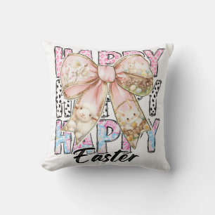 Pastel Happy Easter Coquette Bow Cushion