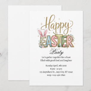Pastel Happy Easter Party Invitation