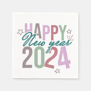 Pastel Happy New Year 2024 Napkin