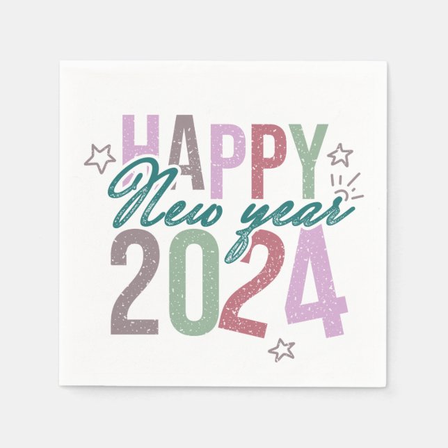 Pastel Happy New Year 2024 Napkin (Front)
