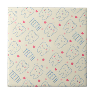 Pastel Happy Teeth Pattern Ceramic Tile