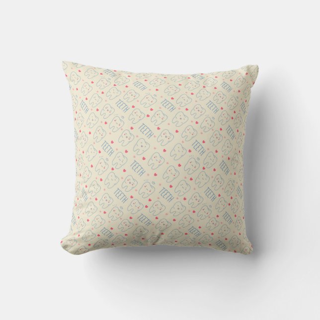 Pastel Happy Teeth Pattern Cushion (Front)