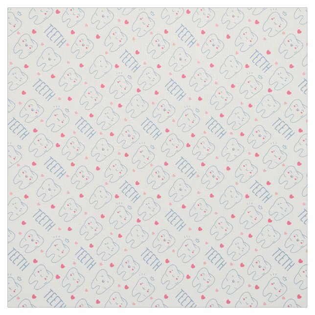 Pastel Happy Teeth Pattern Fabric (Swatch)