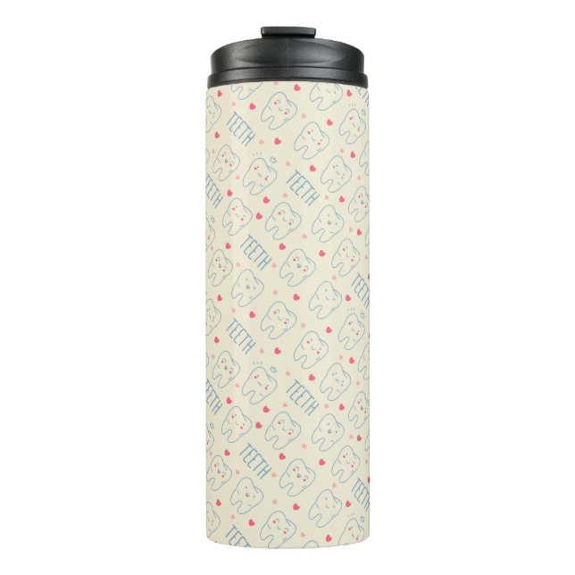 Pastel Happy Teeth Pattern Thermal Tumbler (Front)