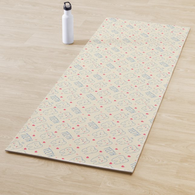 Pastel Happy Teeth Pattern Yoga Mat (In Situ)