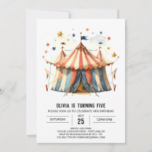 Pastel Happy Whimsy Circus Birthday Invitation