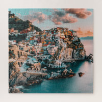 Pastel Harbour View of Italy at Sunset