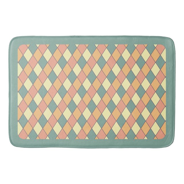 Pastel Harlequin Geometric Bathroom Decor Bath Mat (Front)