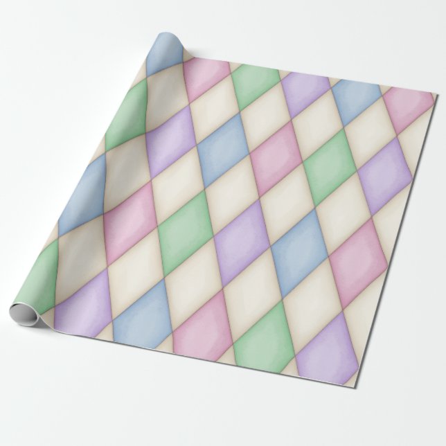Pastel Harlequin Mediaeval Fairytale (large scale) Wrapping Paper (Unrolled)