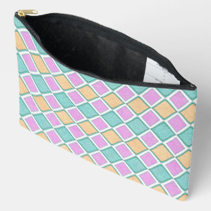 Pastel Harlequin Prism Diamond Pattern Accessory Pouch