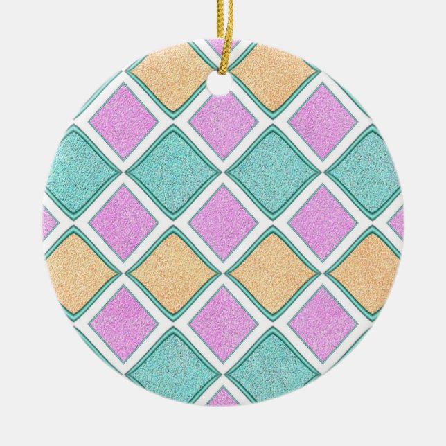  Pastel Harlequin Prism Diamond Pattern Ceramic Ornament (Front)