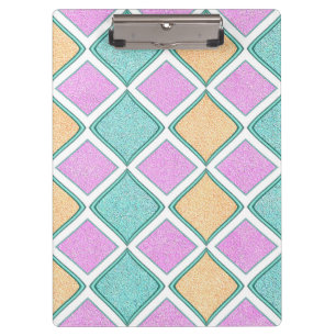 Pastel Harlequin Prism Diamond Pattern Clipboard