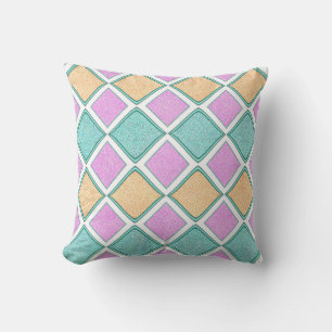 Pastel Harlequin Prism Diamond Pattern Cushion