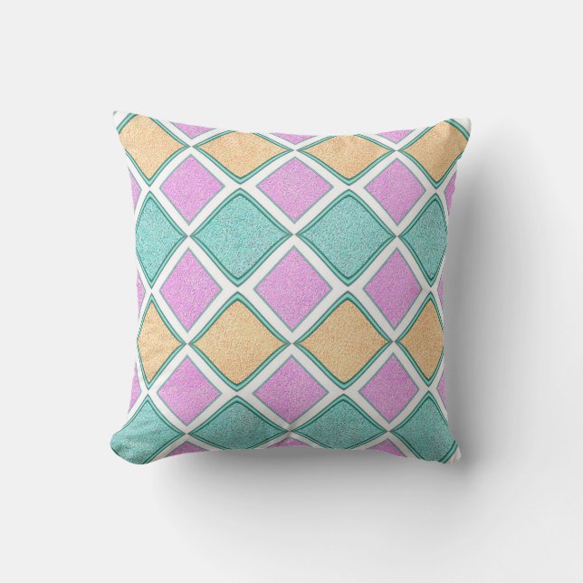  Pastel Harlequin Prism Diamond Pattern Cushion (Front)