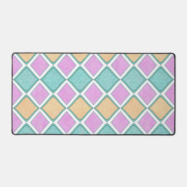  Pastel Harlequin Prism Diamond Pattern Desk Mat (Front)