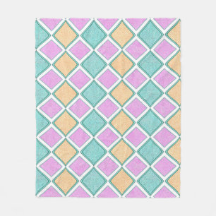 Pastel Harlequin Prism Diamond Pattern Fleece Blanket
